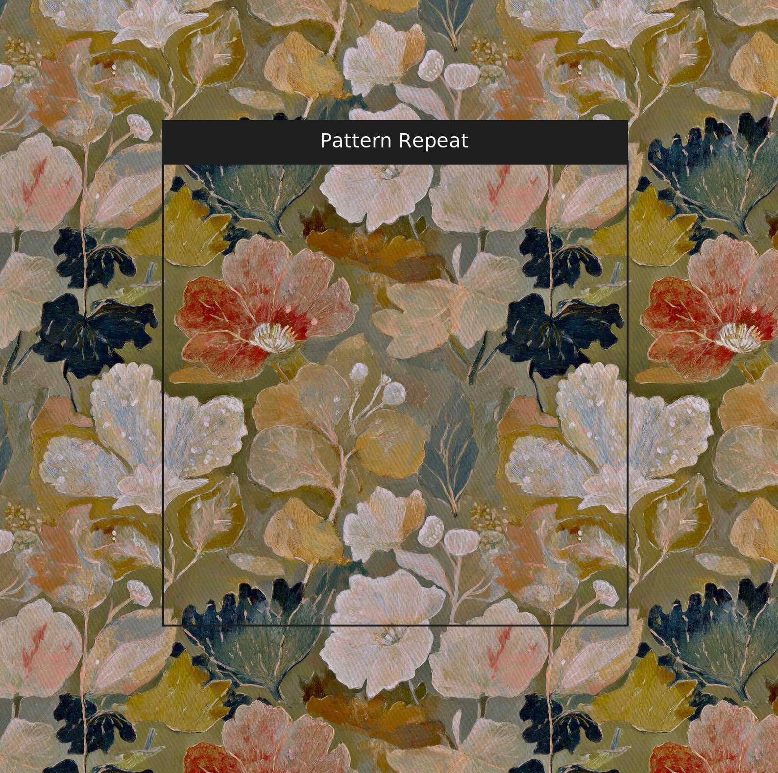 The Quiet Petal Fabric by the Yard — pattern repeat