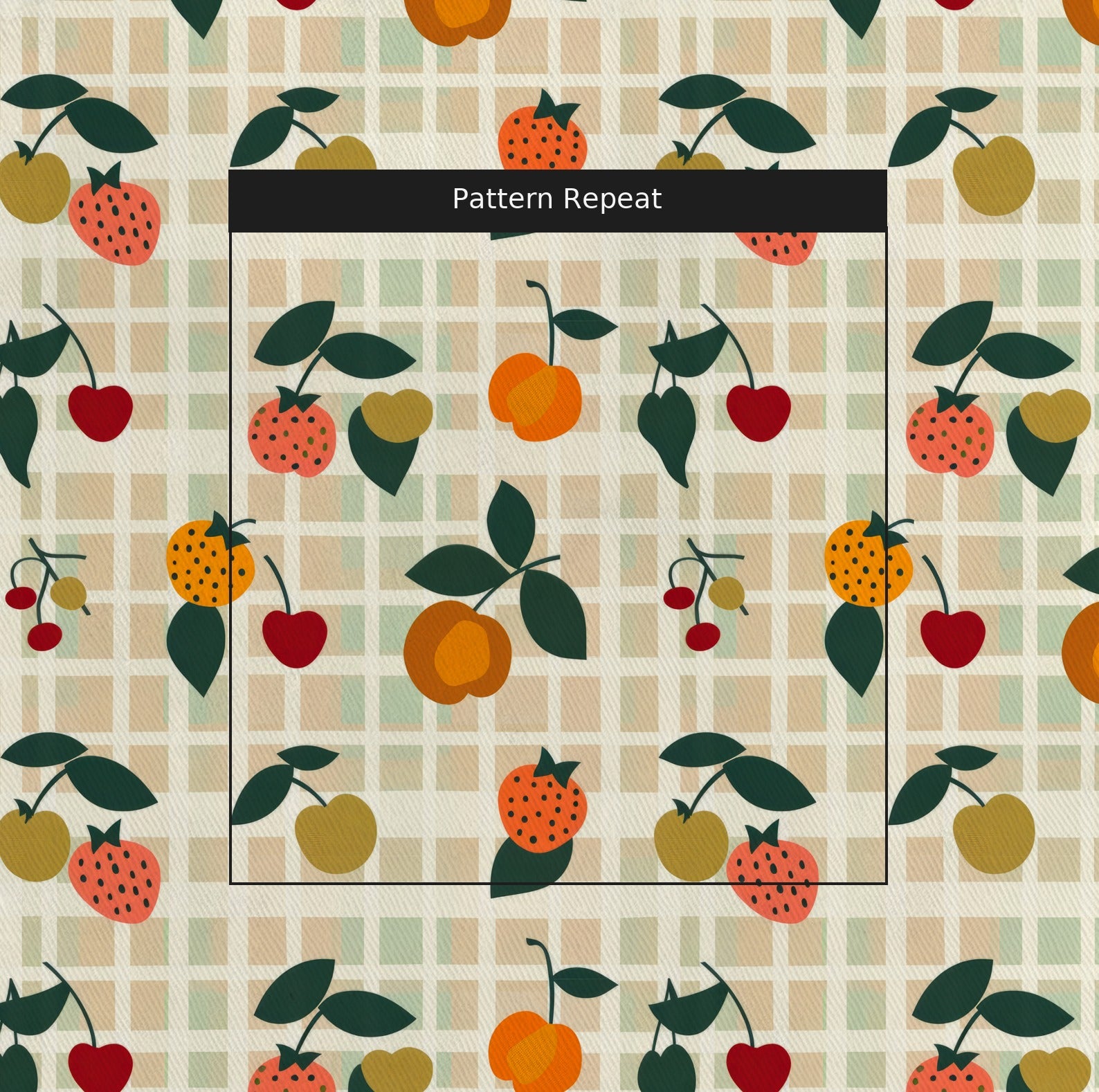 Orchard Picnic Fabric by the Yard — pattern repeat