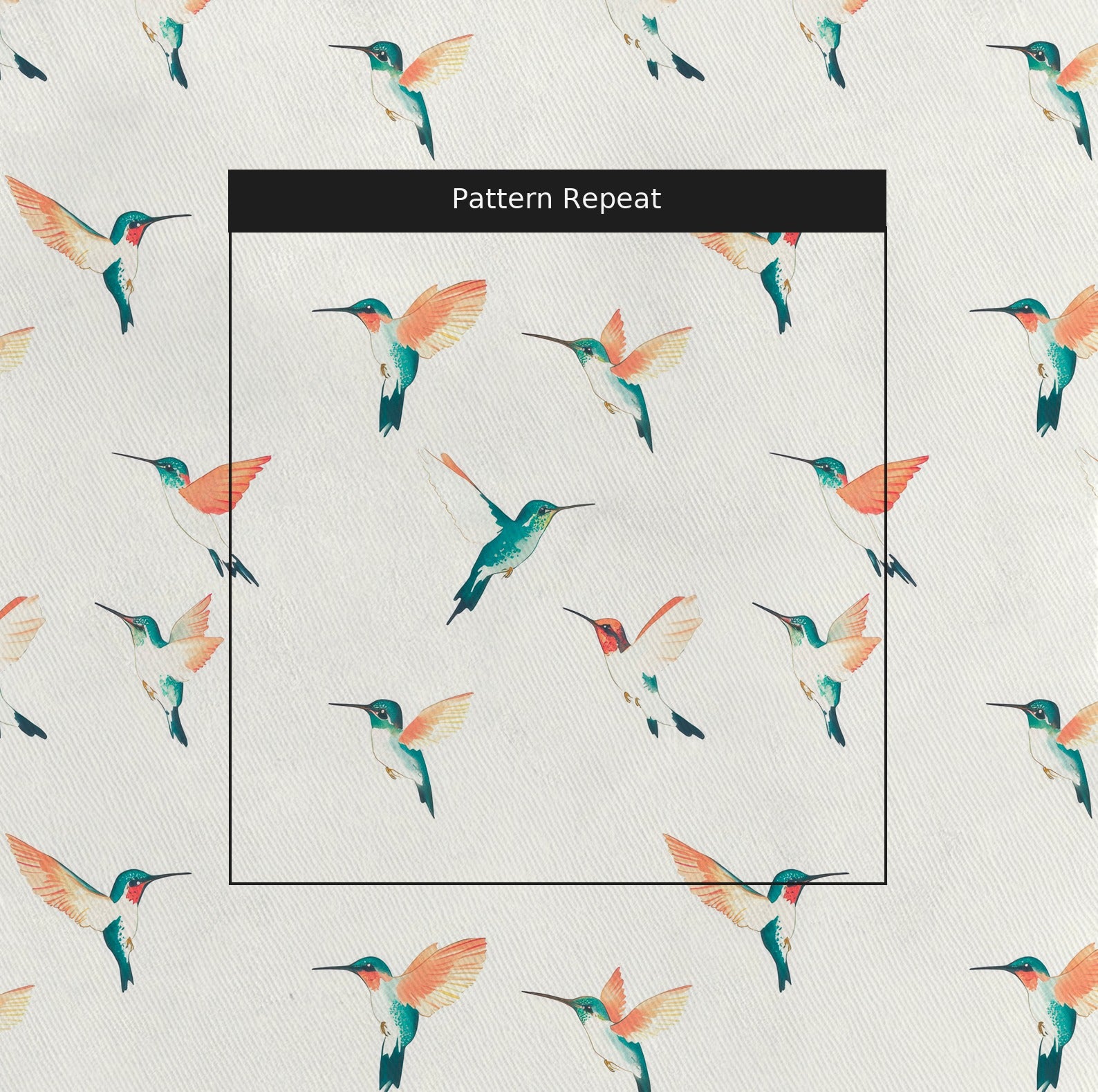 Hummingbirds Fabric by the Yard — pattern repeat
