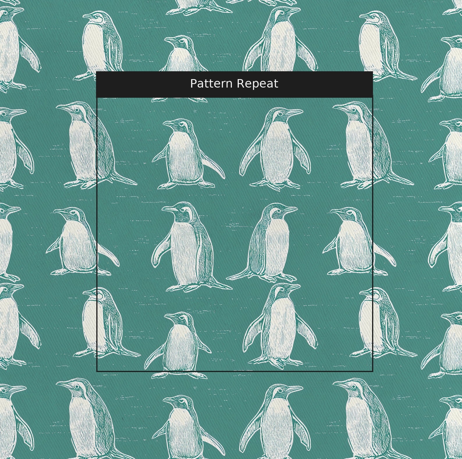 Polly Penguins Fabric by the Yard — pattern repeat