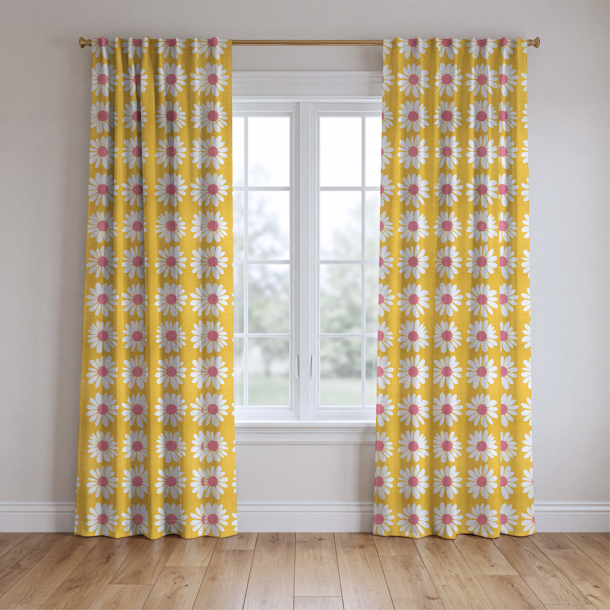 Sunshine Daisies - Drapery — two panels