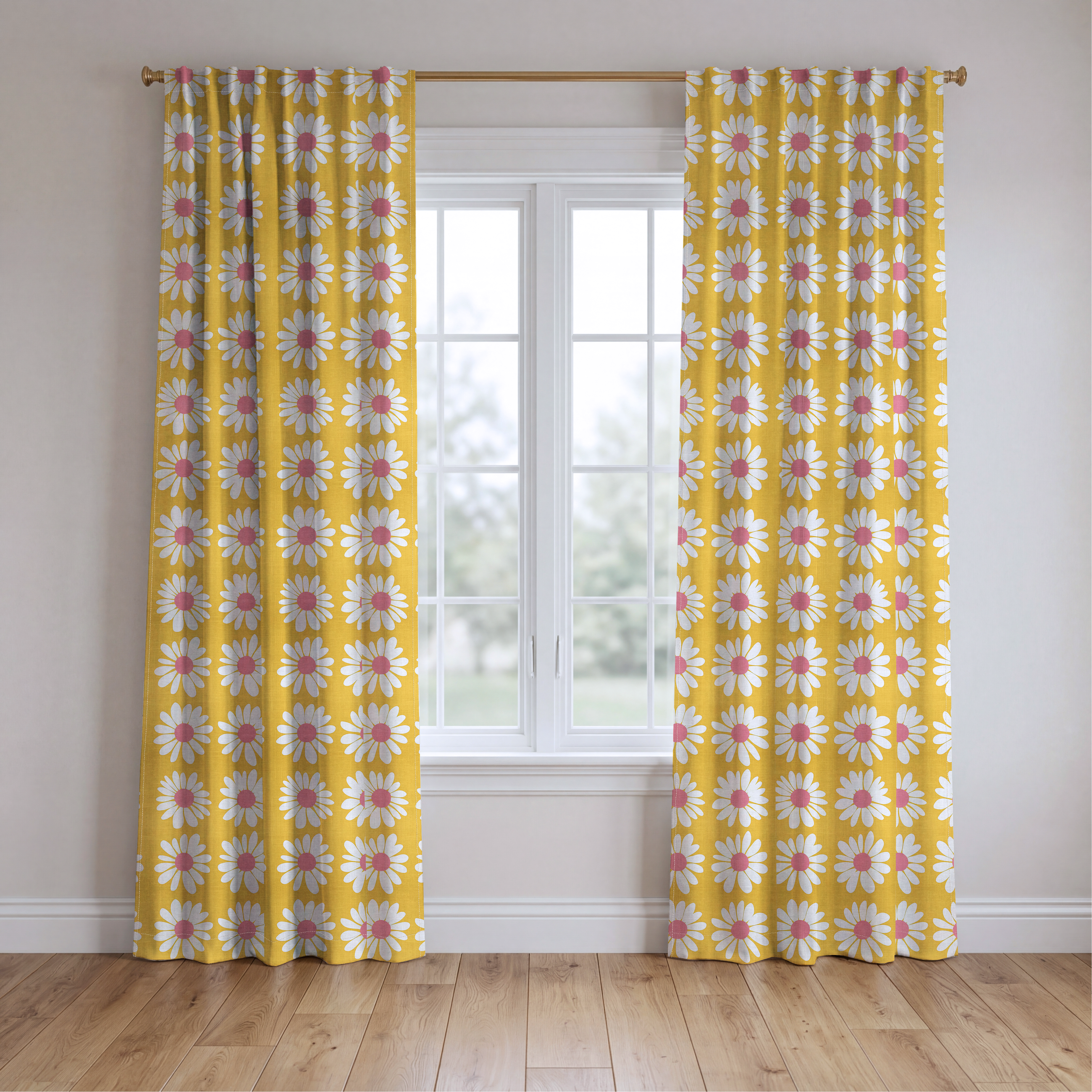 Sunshine Daisies - Drapery — two panels