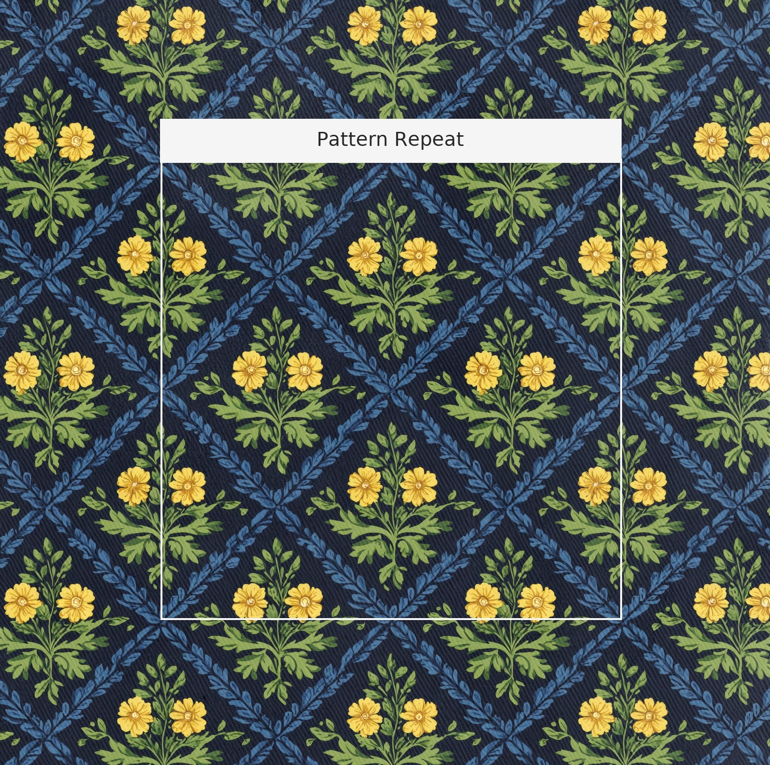 Dandelion Fabric by the Yard — pattern repeat