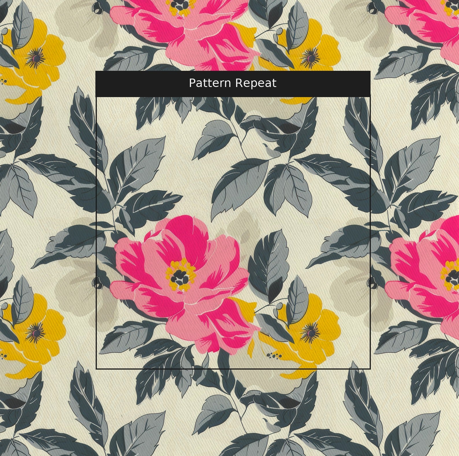 Fuchsia Bloom Fabric by the Yard — pattern repeat