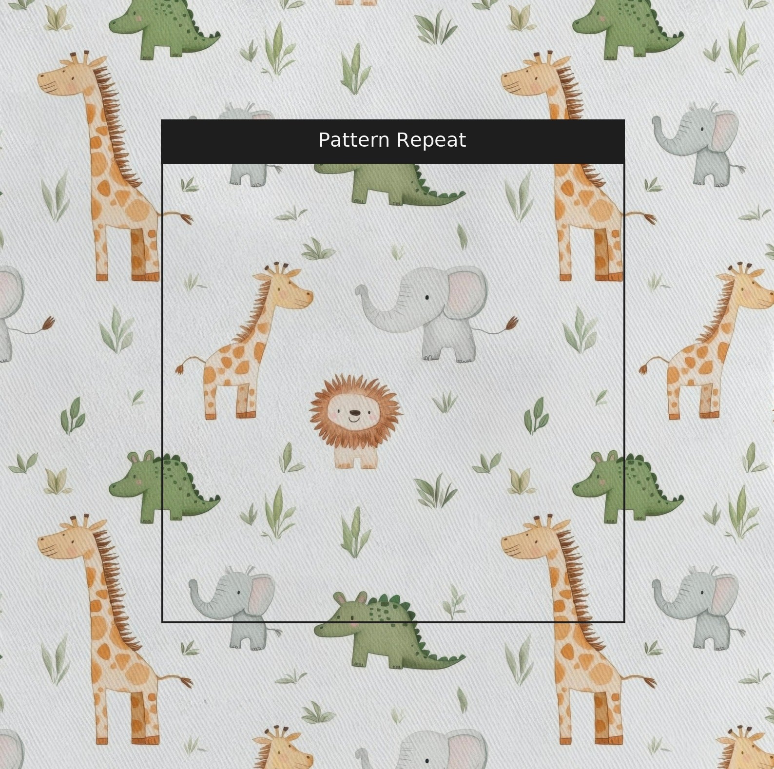 Jungle Friends Fabric by the Yard — pattern repeat