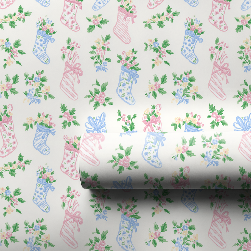 Floral Stockings - Wrapping Paper