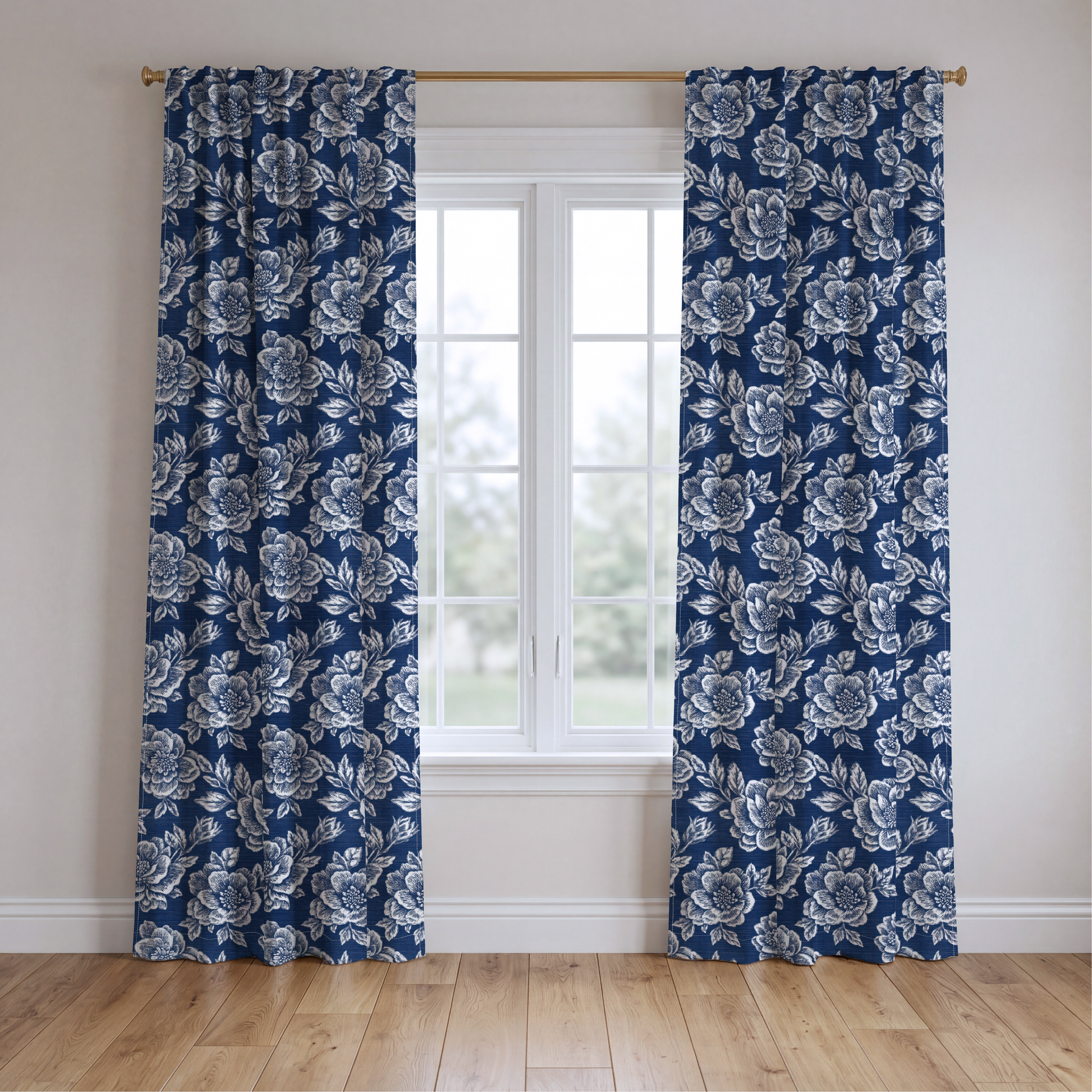 Navy Night - Drapery — two panels