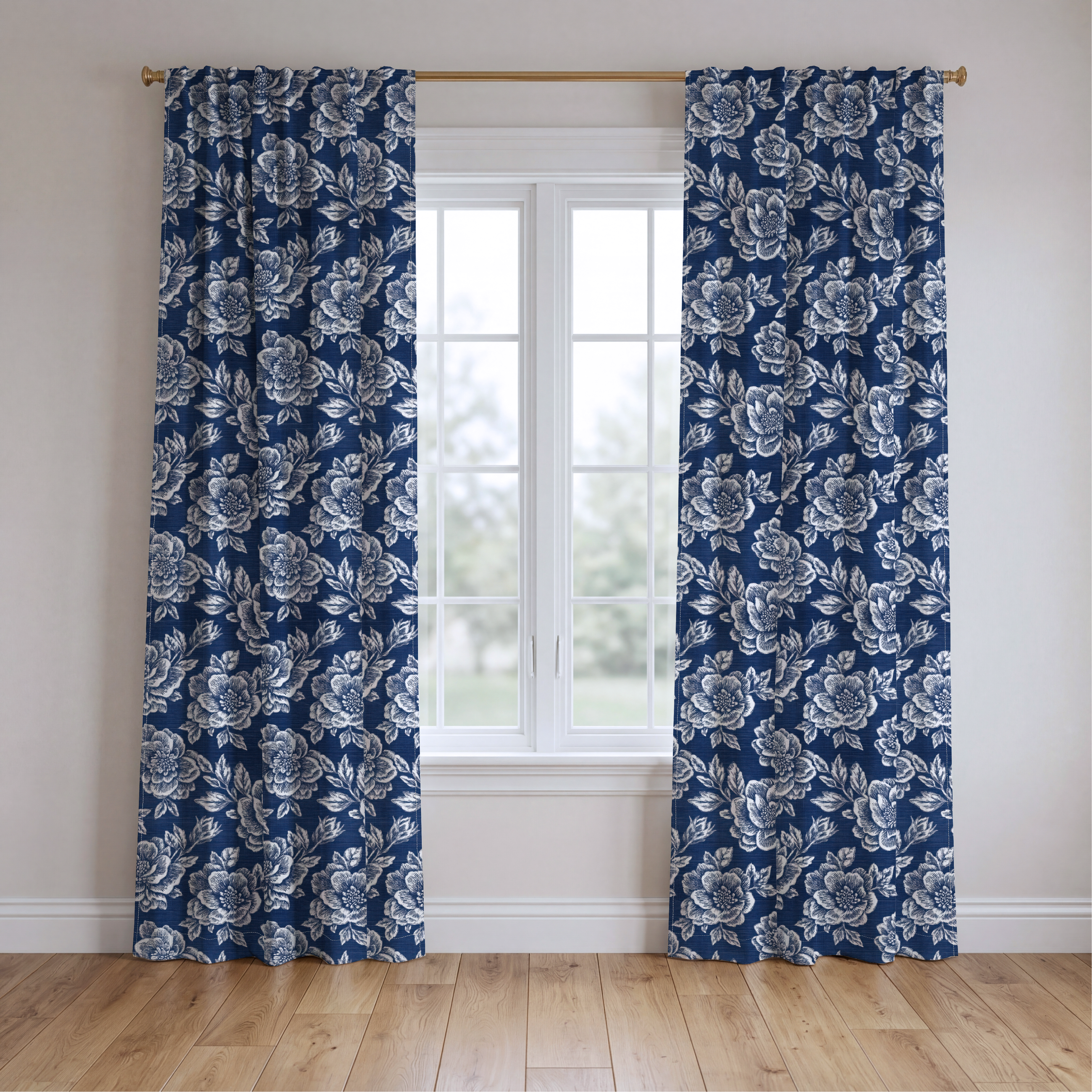Navy Night - Drapery — two panels