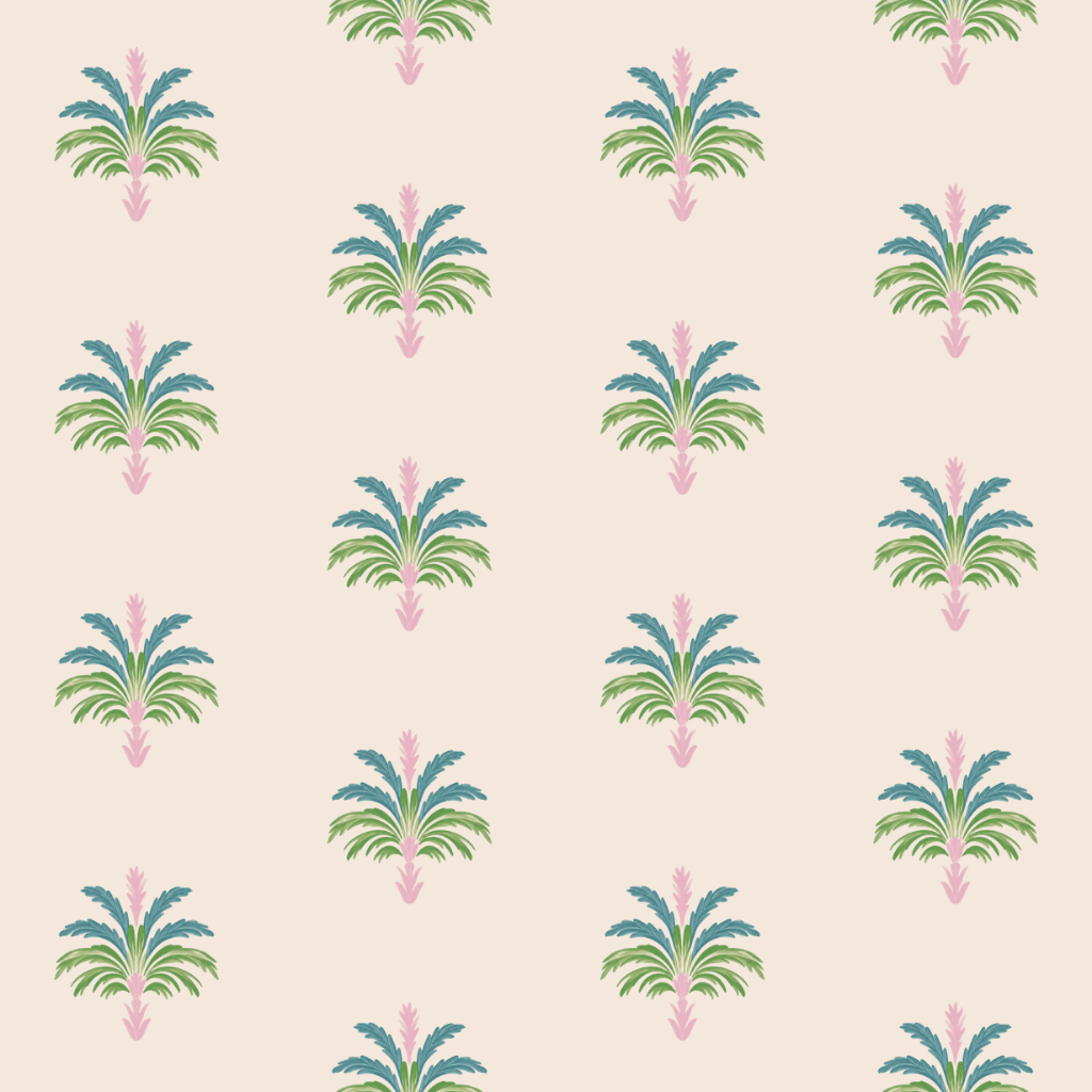 Bellagio Blush Linen Palm Crest Wallpaper