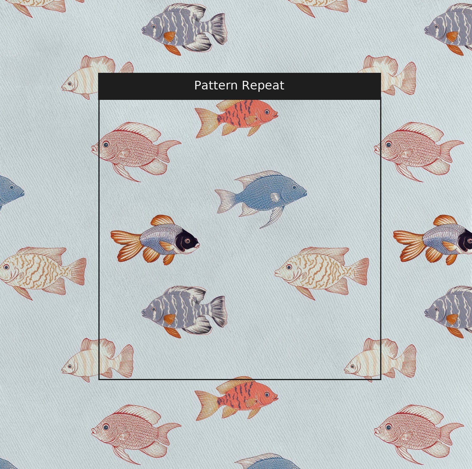 Fancy Fins Fabric by the Yard — pattern repeat