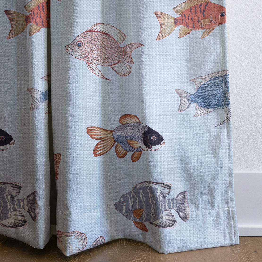 Fancy Fins - Drapery — corner closeup