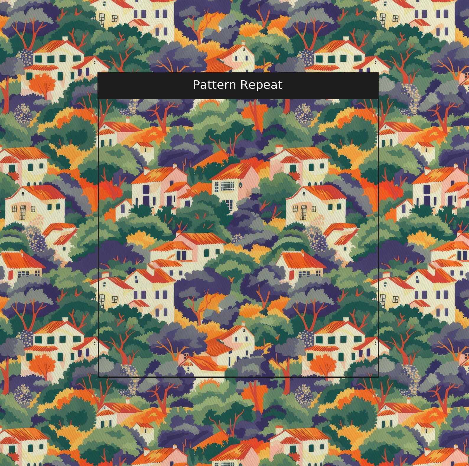 Fiona's Forest Retreat Fabric by the Yard — pattern repeat