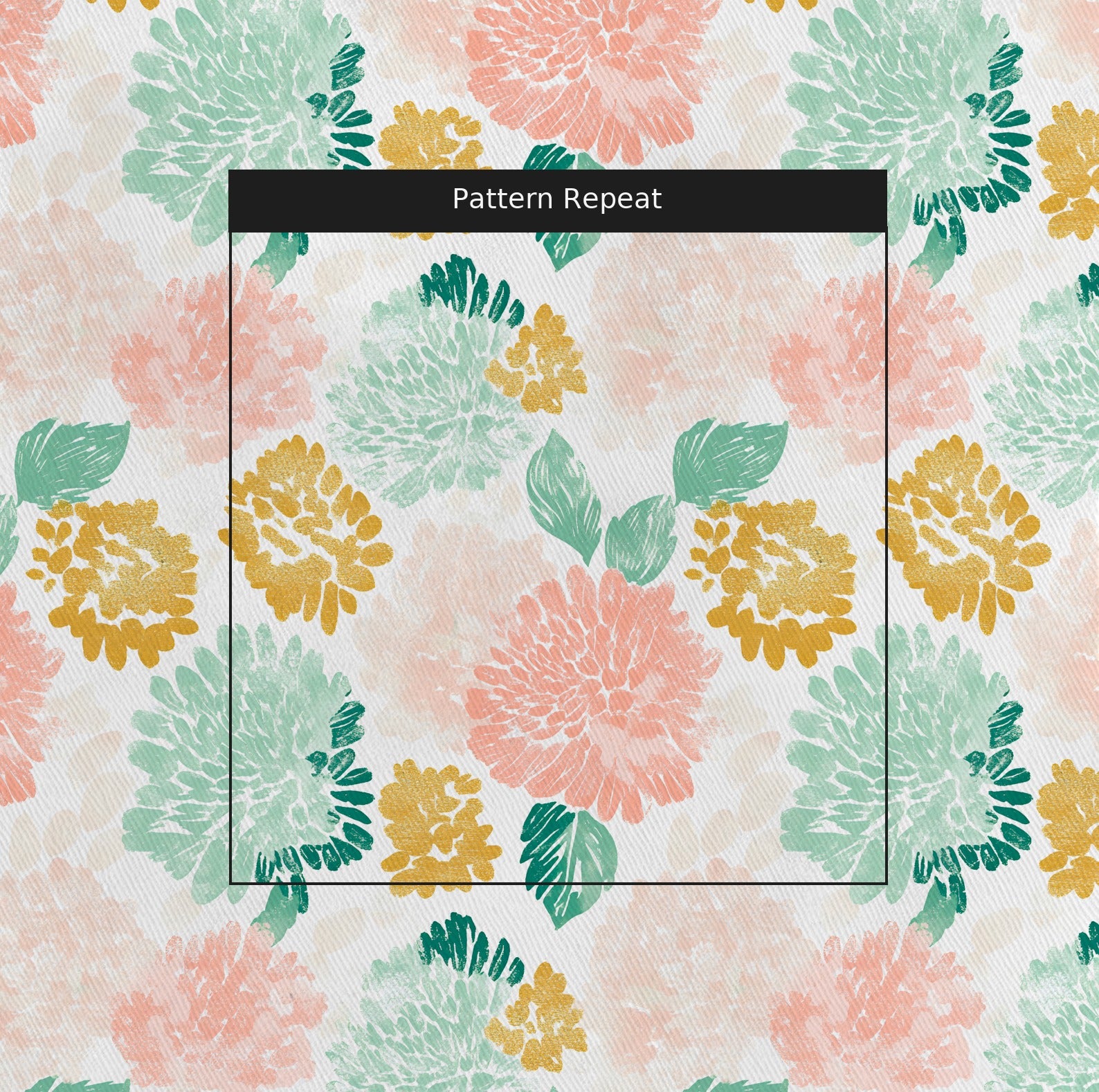 Golden Dahlia Fabric by the Yard — pattern repeat