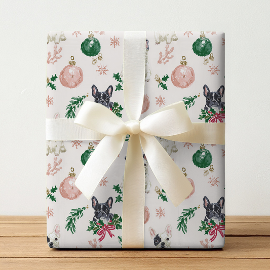 Christmas With French Bulldogs - Wrapping Paper