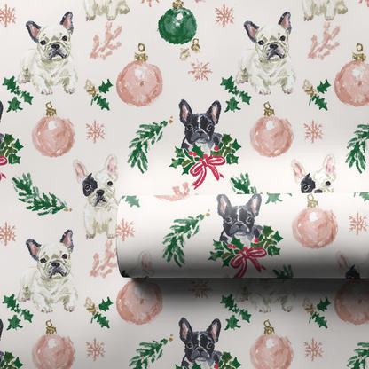 Christmas With French Bulldogs - Wrapping Paper