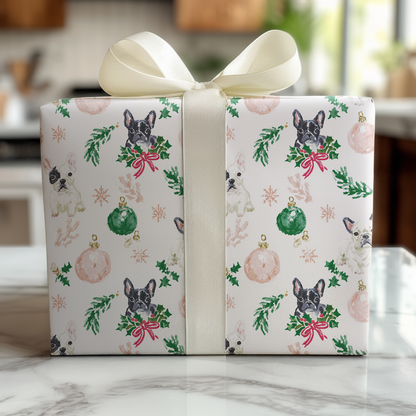 Christmas With French Bulldogs - Wrapping Paper