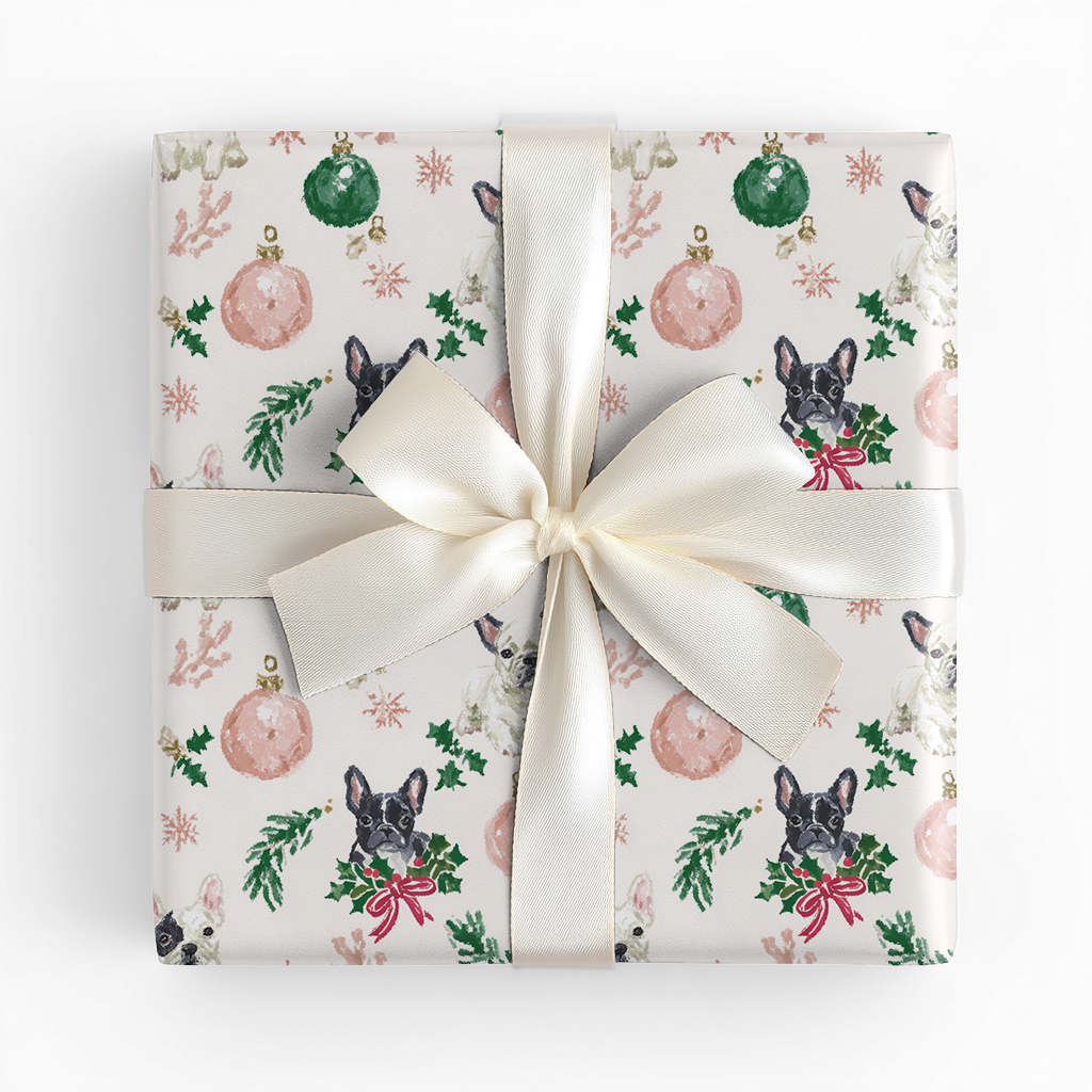 Christmas With French Bulldogs - Wrapping Paper