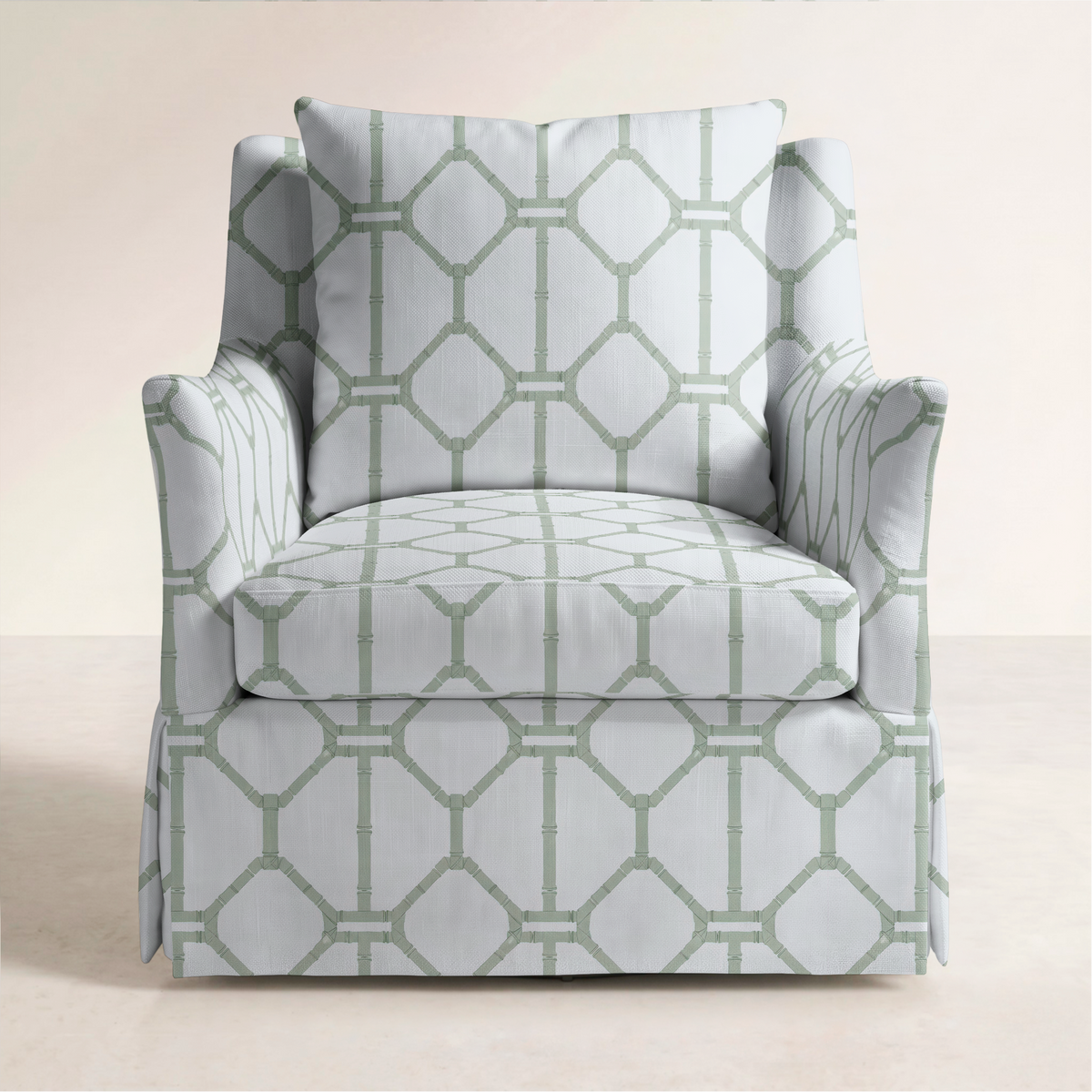 The Eleanor Chair in Palm Promenade Cool Mint Bamboo Trellis