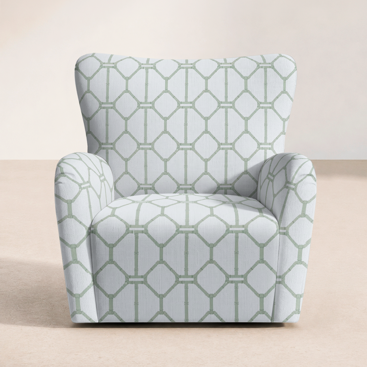 The Winston Chair in Palm Promenade Cool Mint Bamboo Trellis