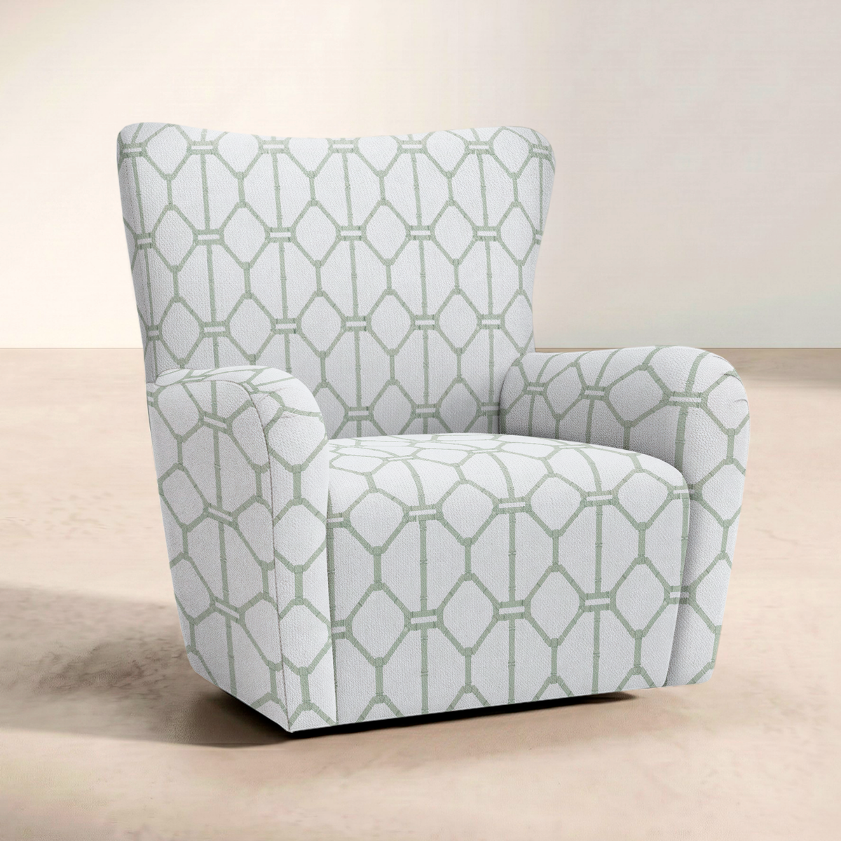 The Winston Chair in Palm Promenade Cool Mint Bamboo Trellis