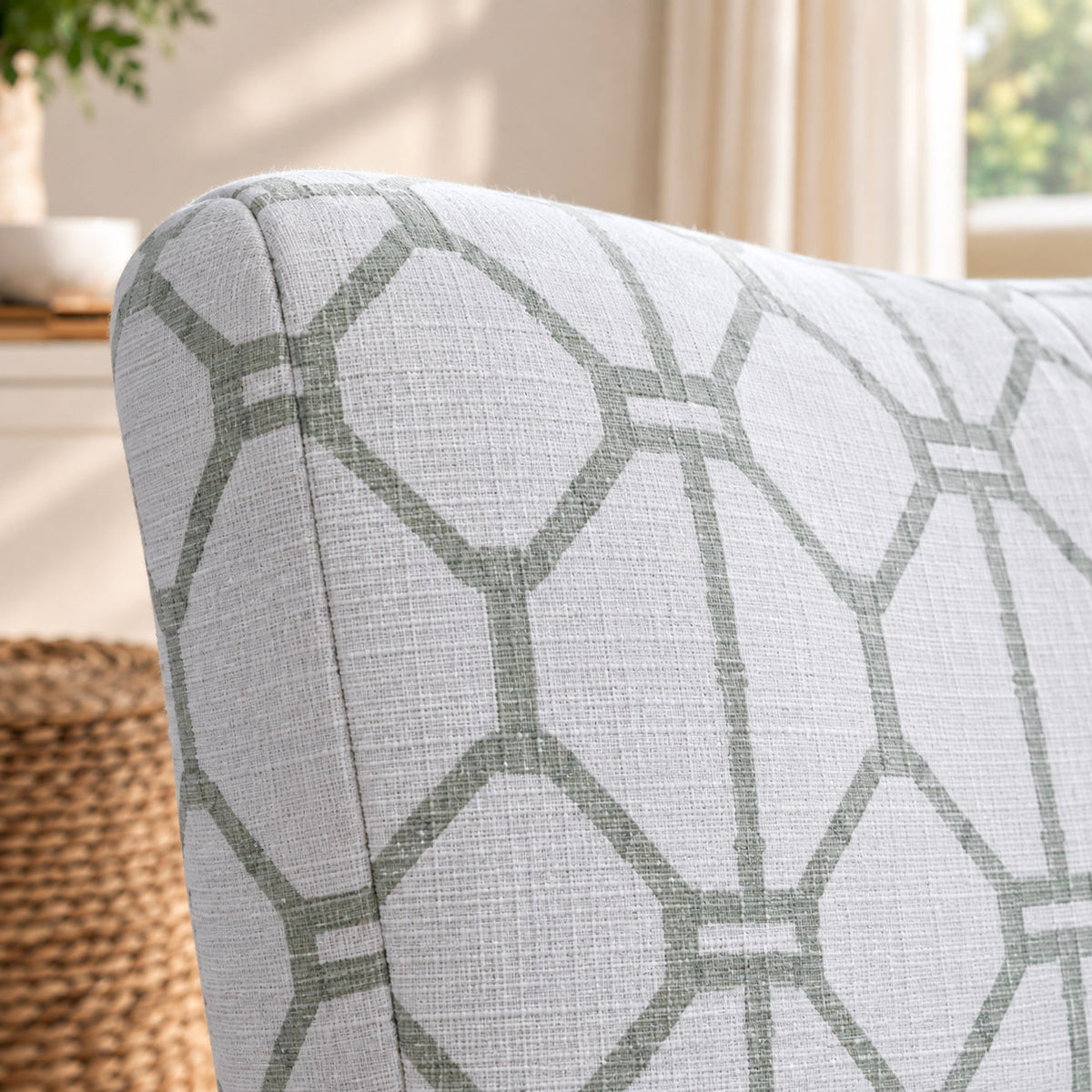 The Winston Chair in Palm Promenade Cool Mint Bamboo Trellis