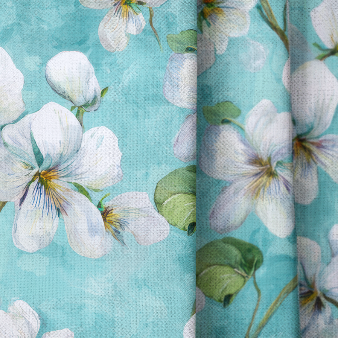 White Violets Blue - Drapery — close up