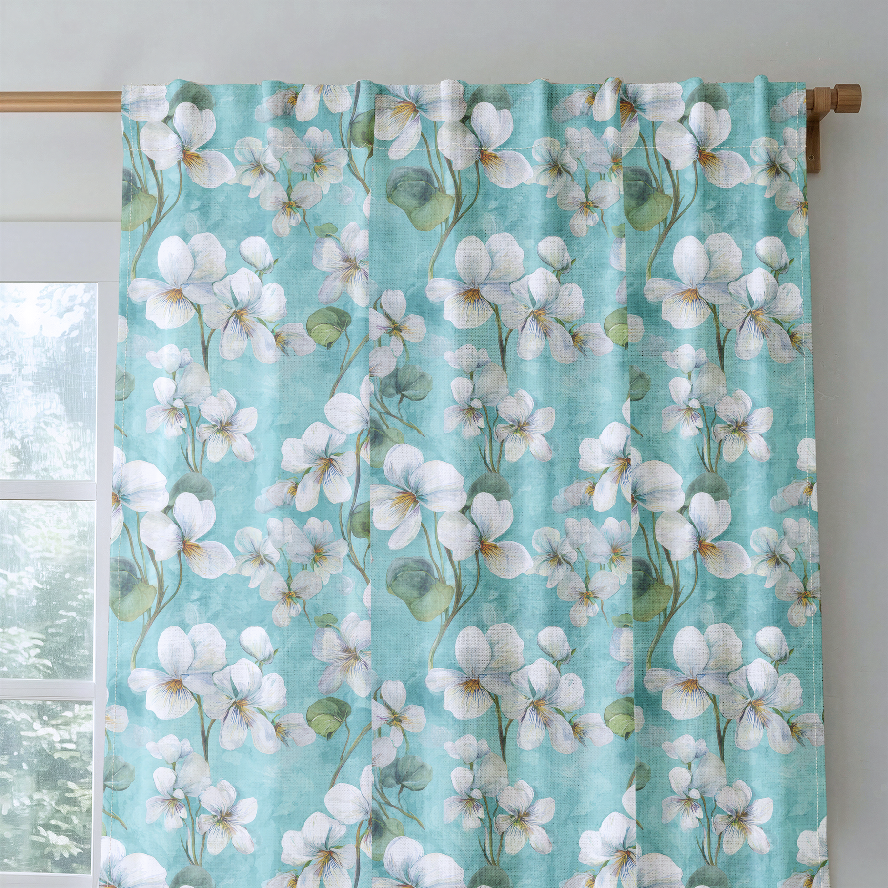 White Violets Blue - Drapery — rod