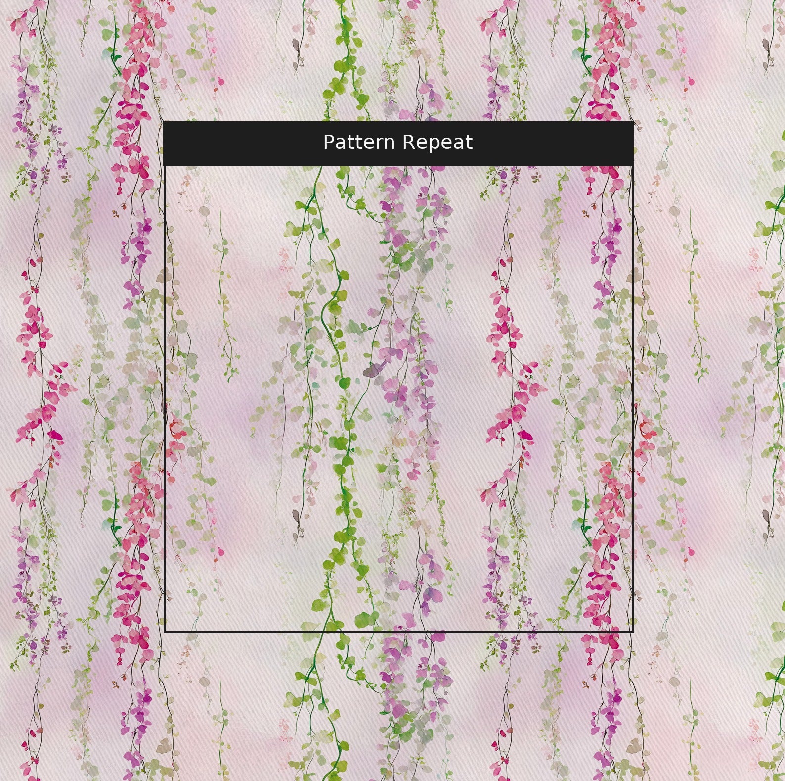 Hanging Blossoms Fabric by the Yard — pattern repeat