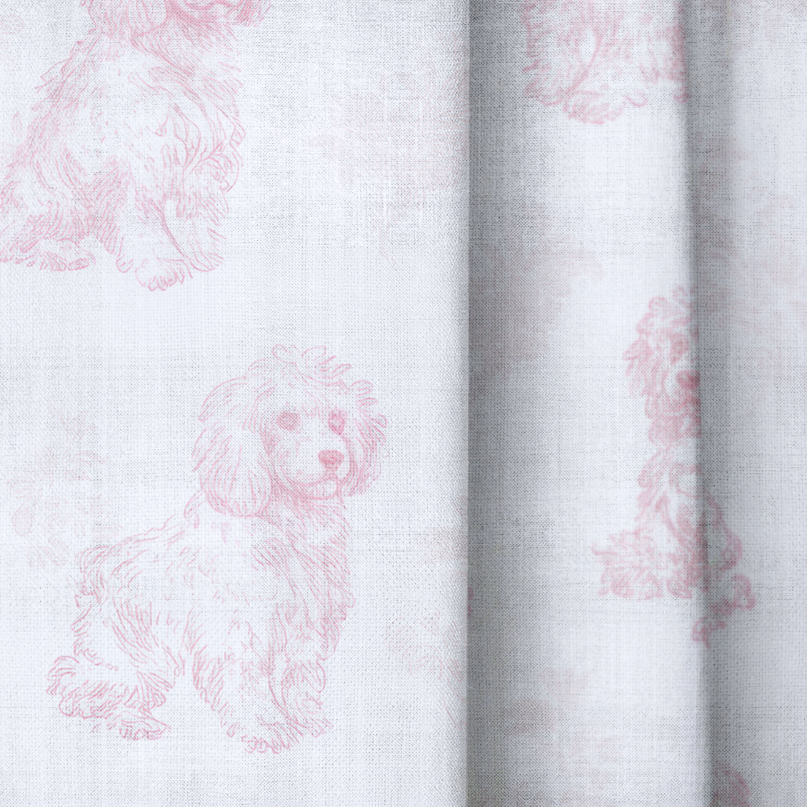 Pink Poodles - Drapery — close up