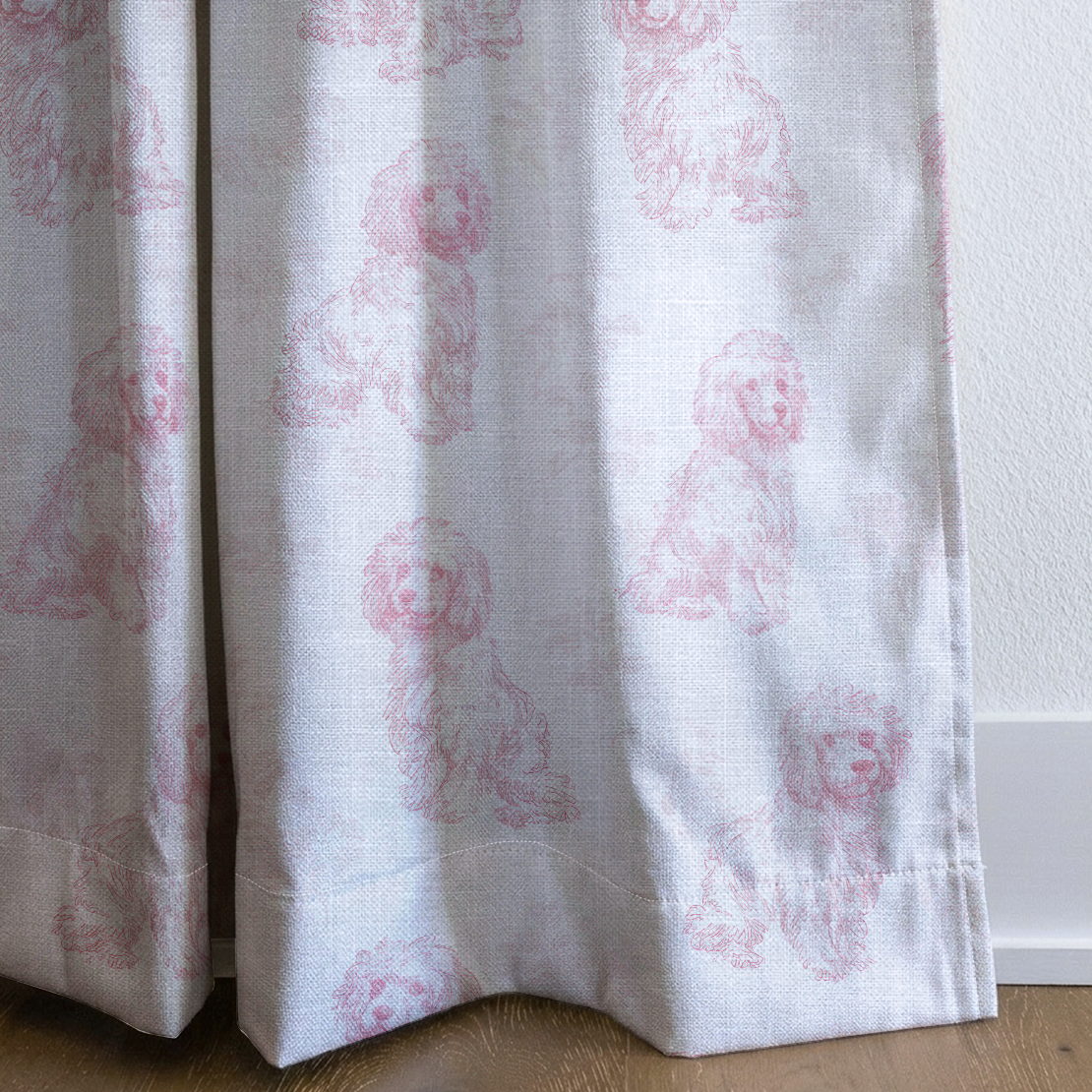 Pink Poodles - Drapery — corner closeup