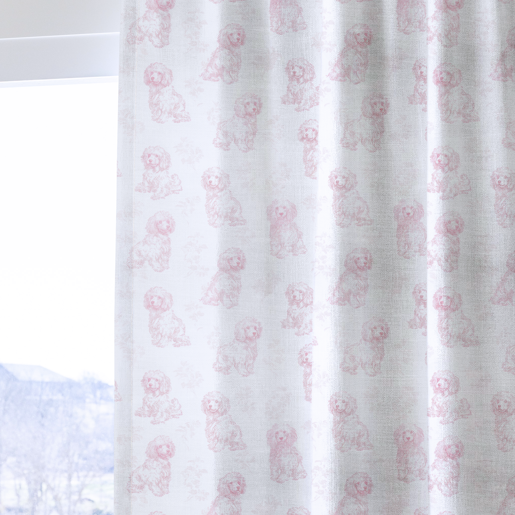 Pink Poodles - Drapery — one panel