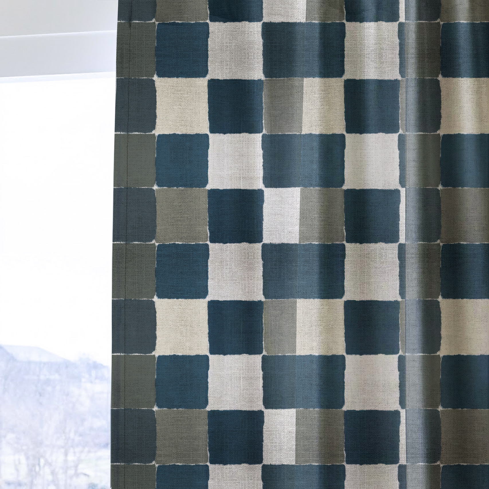 Letterman Check - Drapery — one panel