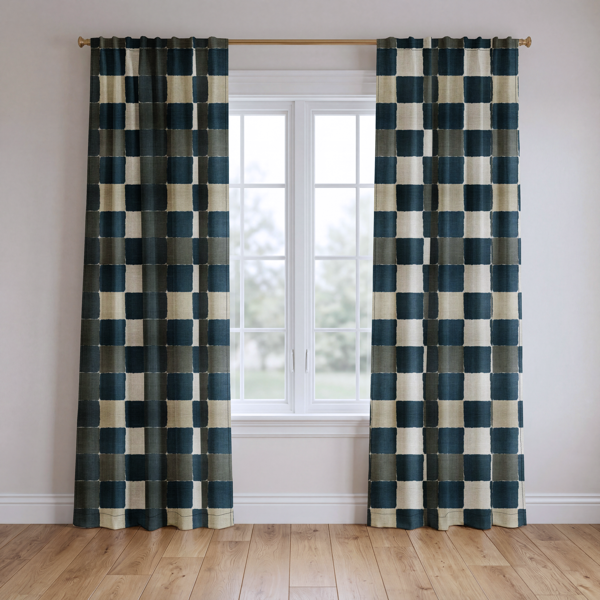 Letterman Check - Drapery — two panels