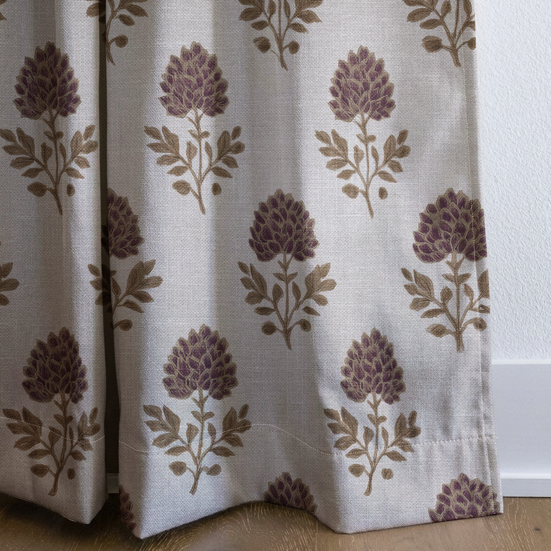 Ivy Blooms - Drapery — corner closeup