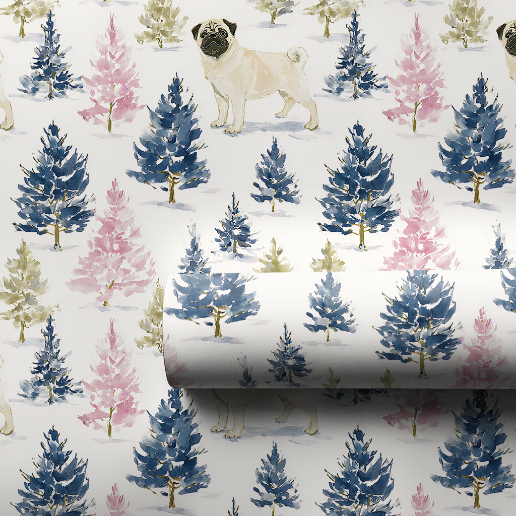 Holly Jolly Pug - Wrapping Paper