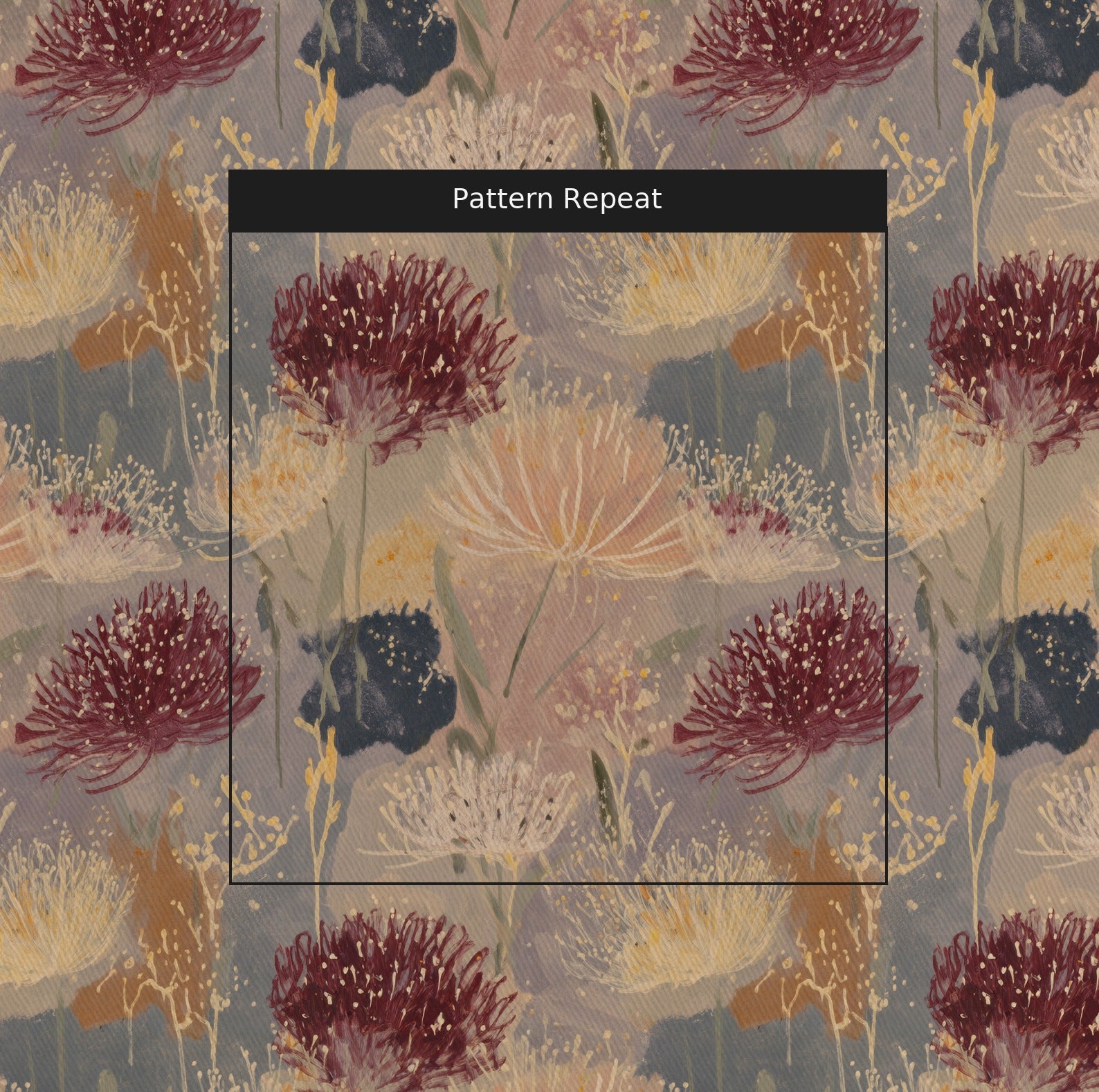 The Muted Meadow Fabric by the Yard — pattern repeat