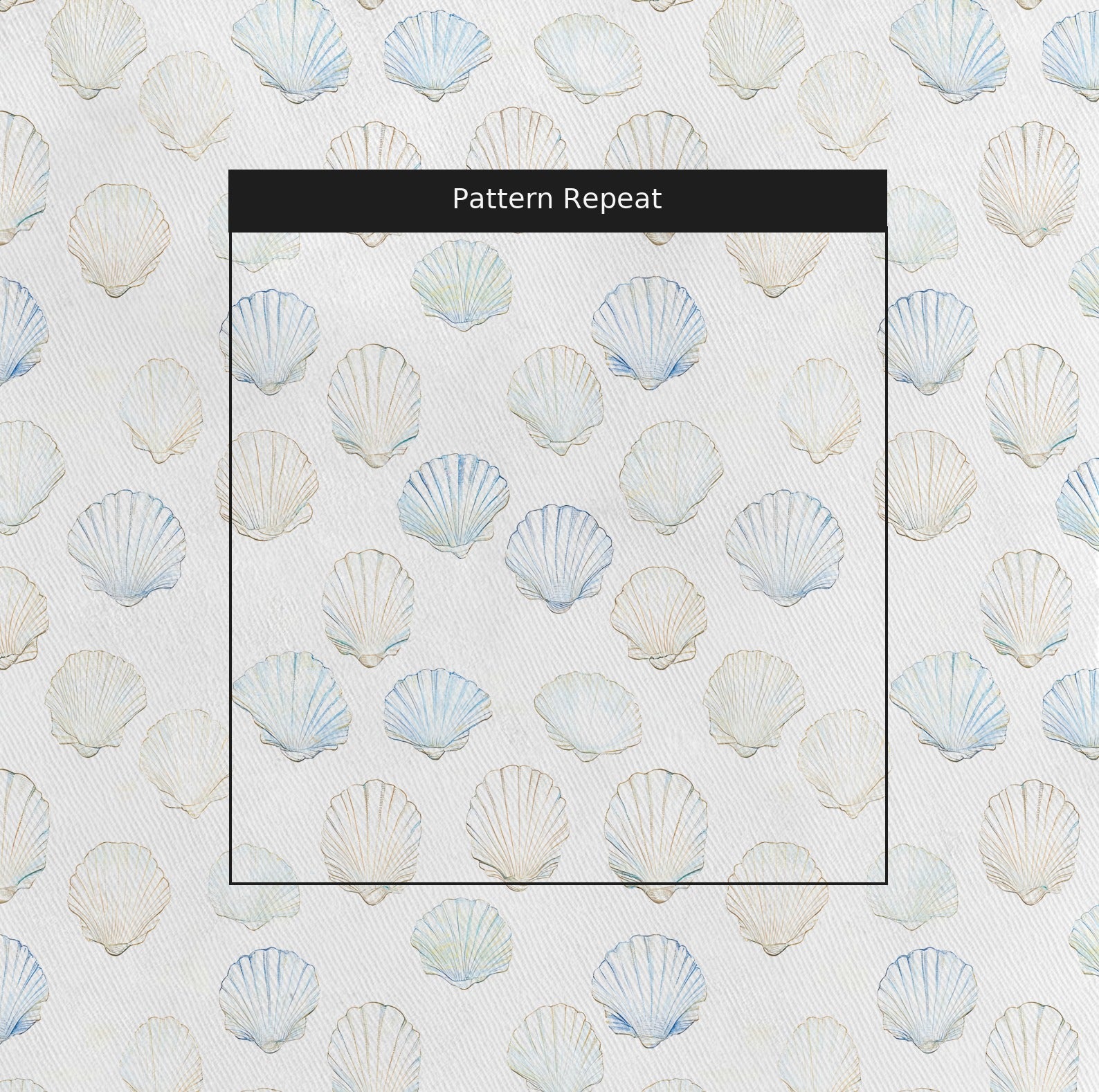 Sally's Sea Shells Fabric by the Yard — pattern repeat
