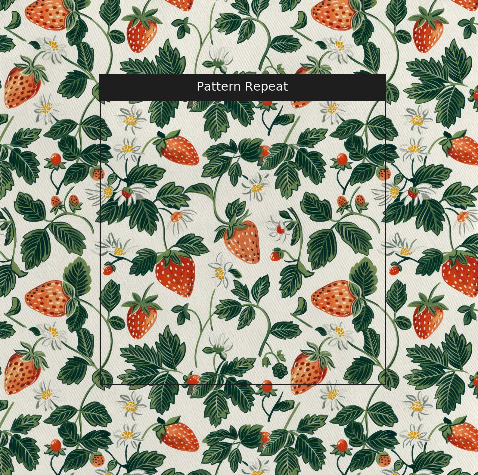 Strawberry Fields Fabric by the Yard — pattern repeat