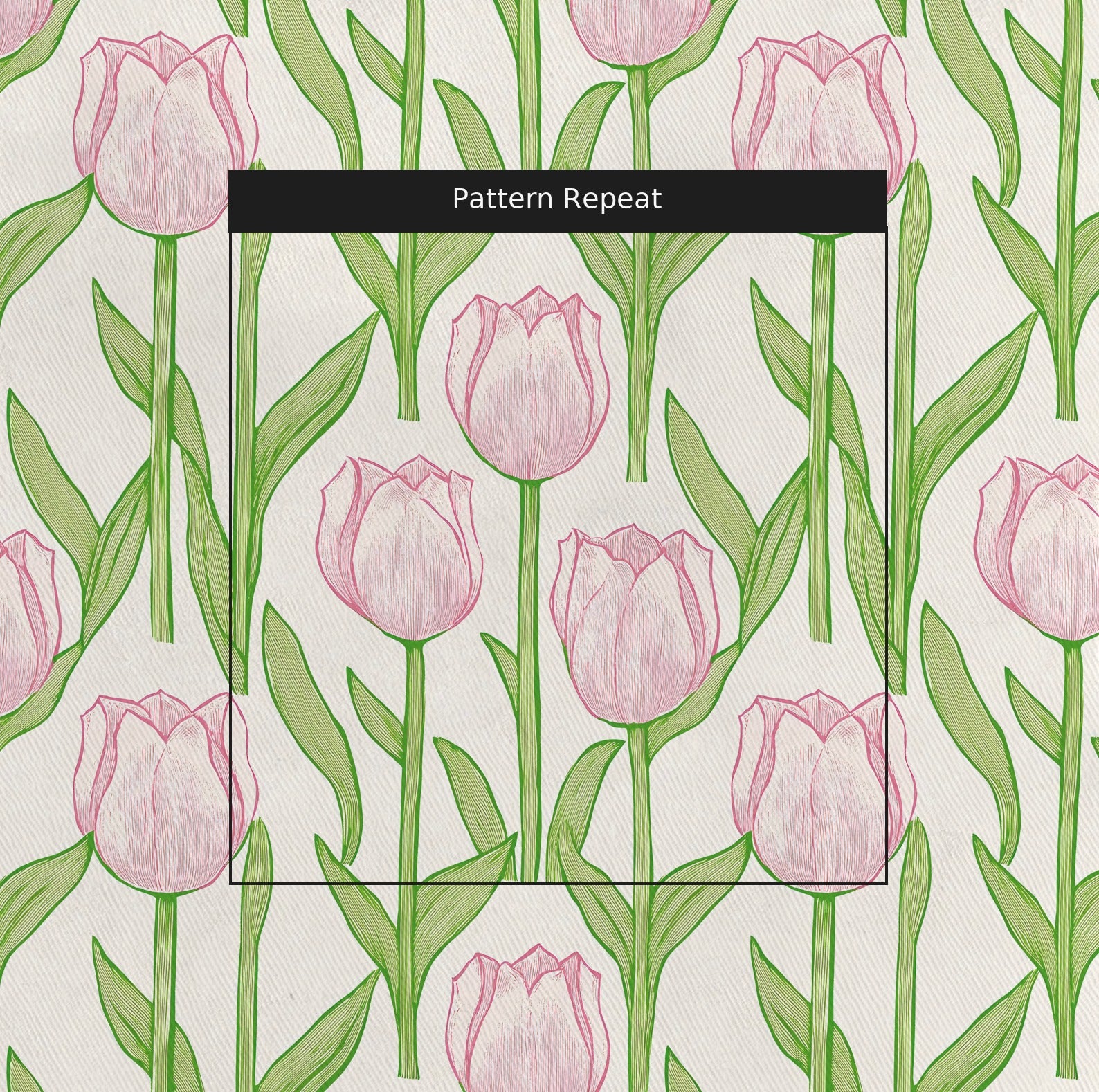 Tulip Meadow Fabric by the Yard — pattern repeat
