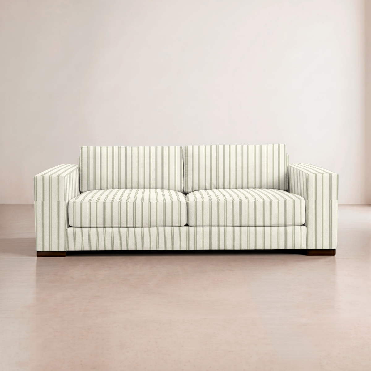 The Christopher Sofa in Orange County Olive Stripes
