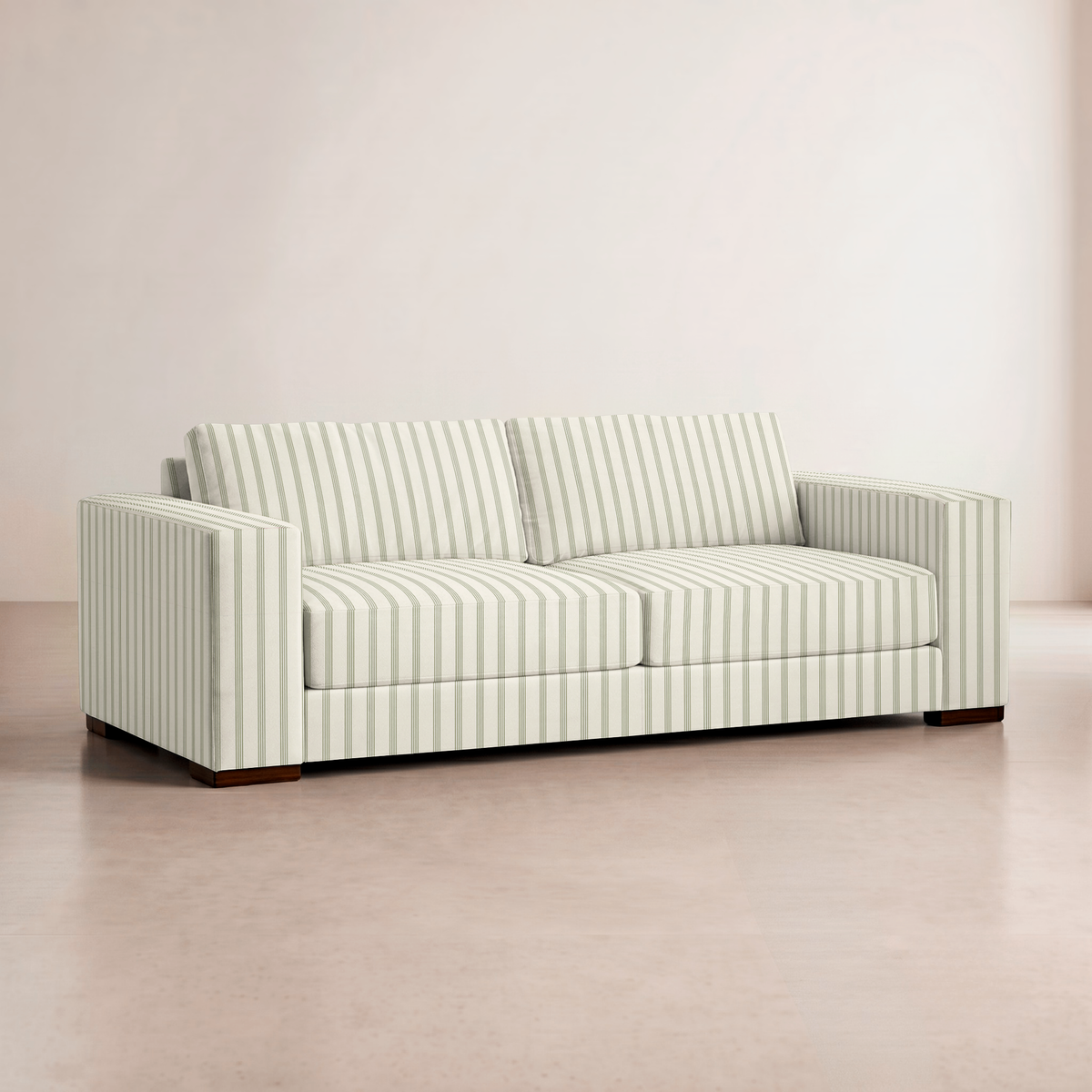 The Christopher Sofa in Orange County Olive Stripes