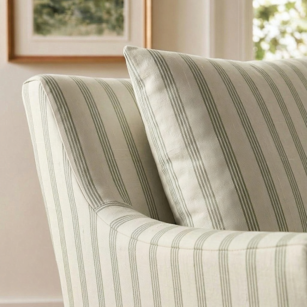 The Eleanor Chair in Orange County Olive Stripes