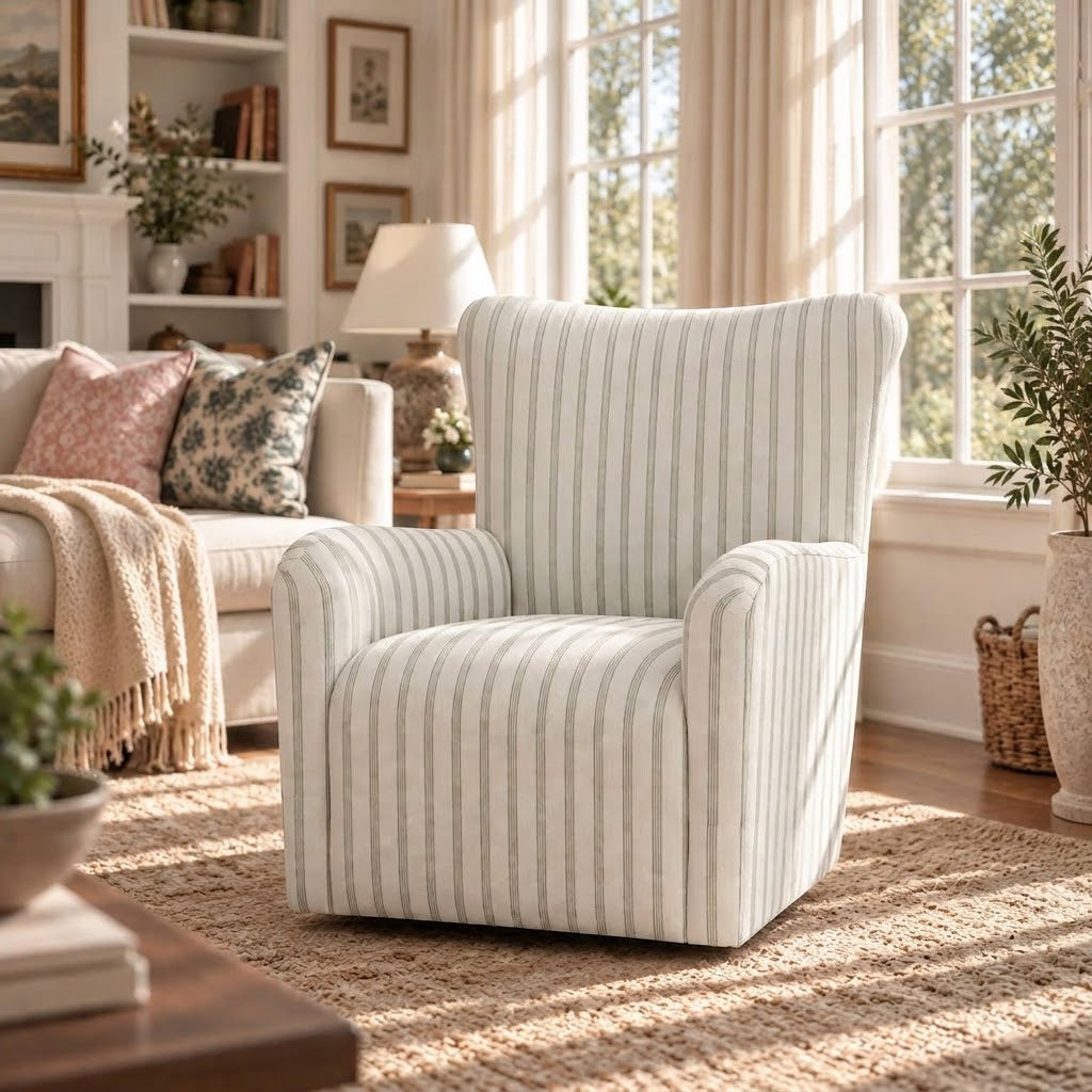 The Winston Chair in Orange County Olive Stripes