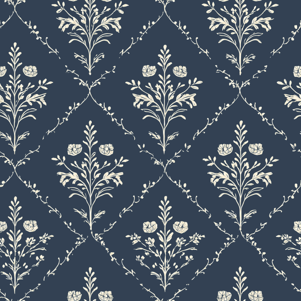 Benjamin Navy Floral Wallpaper