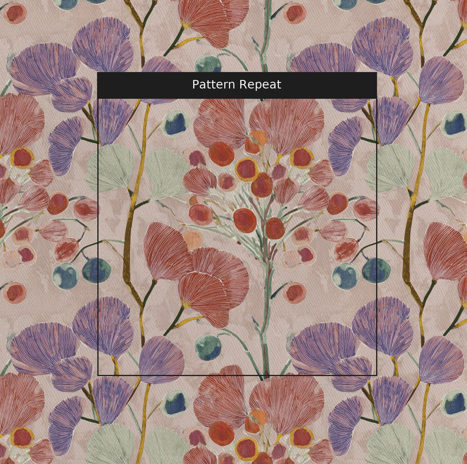 Plum Blossom Fabric by the Yard — pattern repeat