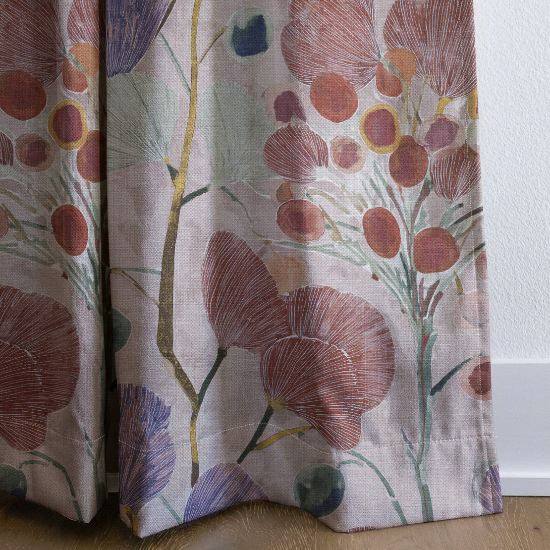 Plum Blossom - Drapery — corner closeup