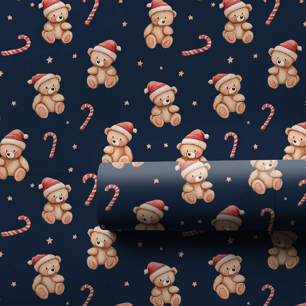 Candy Cane Bear - Wrapping Paper