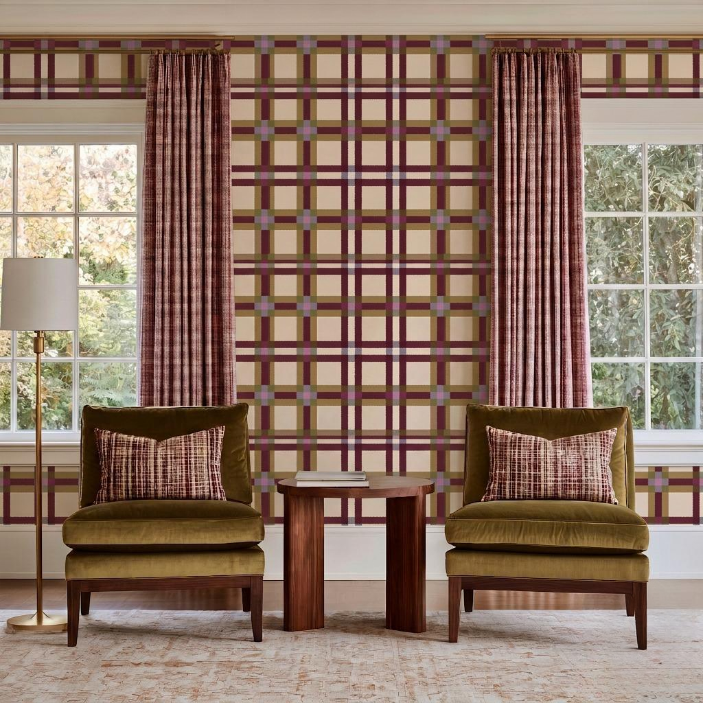 Mulberry Plaid Wallpaper