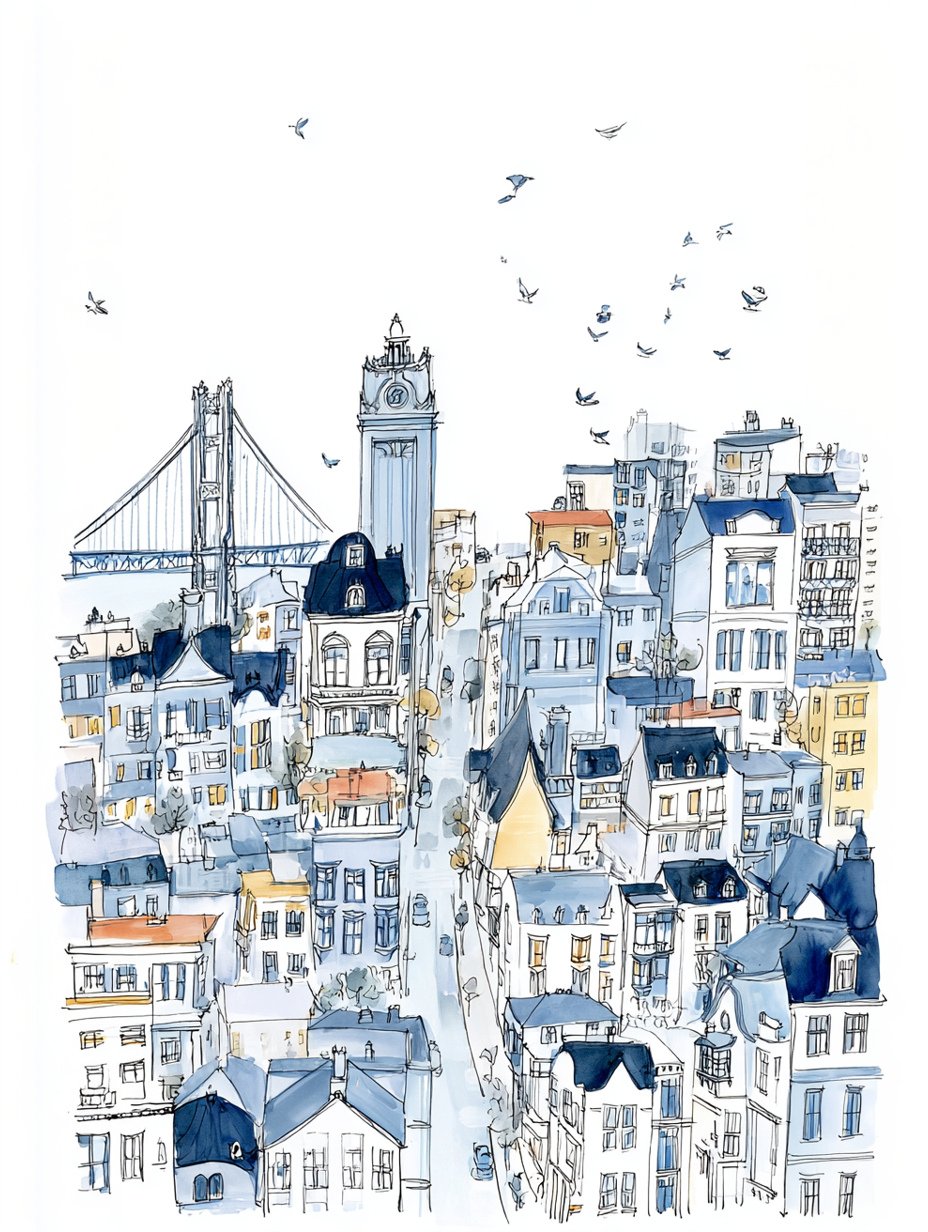 Navy San Francisco -  Art Print