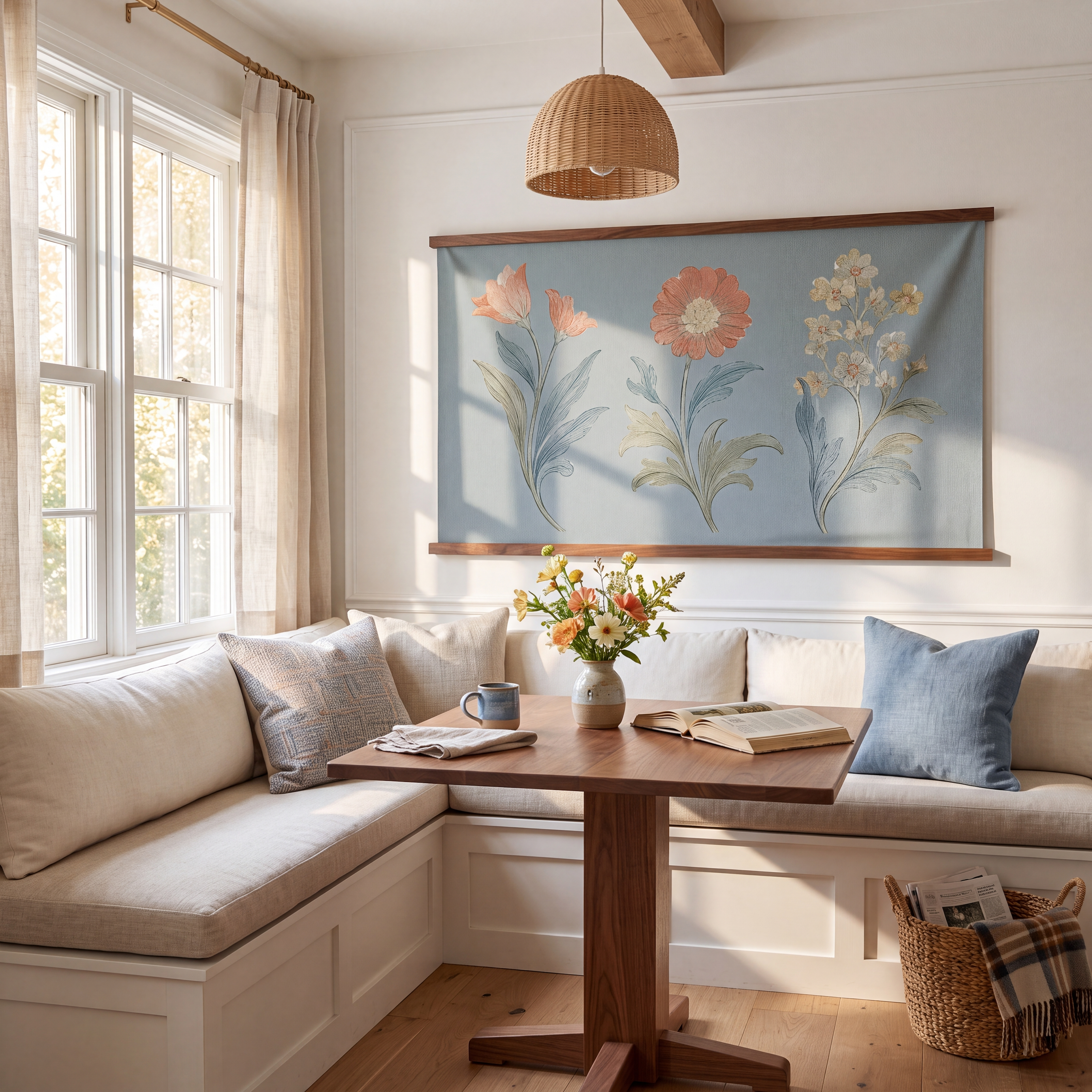Orange County Cool Grey Botanical Study - Tapestry